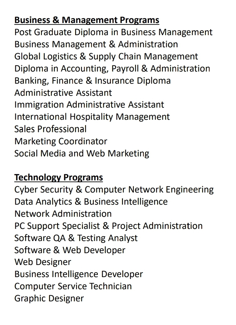 Business & Technology Programs